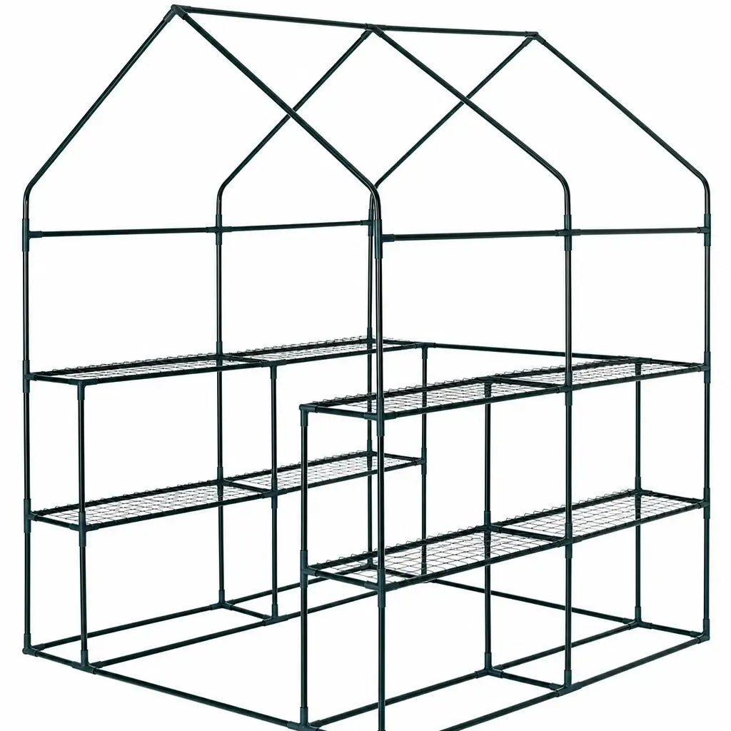 Garden portable walk in greenhouse with 2 tier shelves architecture