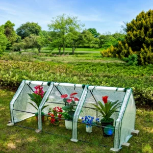 Portable mini greenhouse for outdoor raised bed plant protection