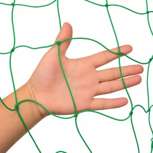 Heavy-duty green polyethylene garden trellis netting for tomatoes and cucumbers